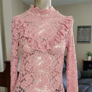 Pink Lace L/S Blouse